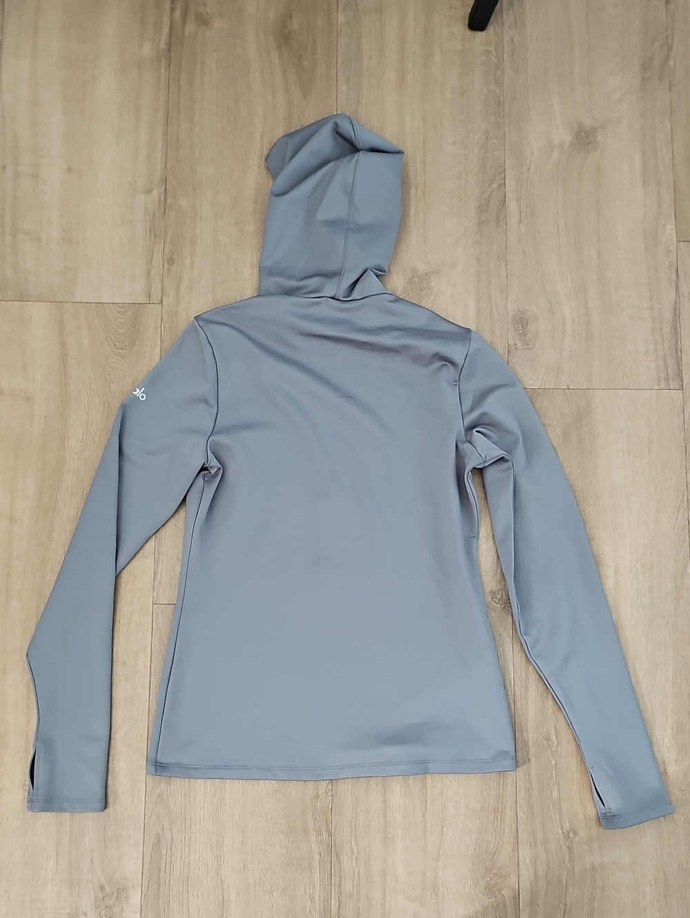 ALO Yoga Airlift Winter Warm Hooded Runner Steel Grey Size Large - Picture 4 of 6